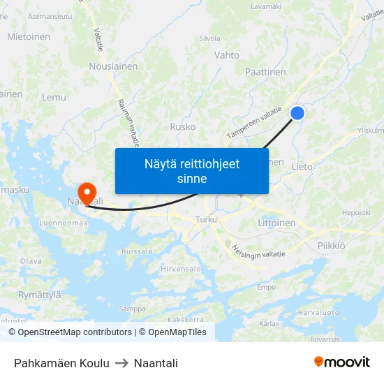 Pahkamäen Koulu to Naantali map