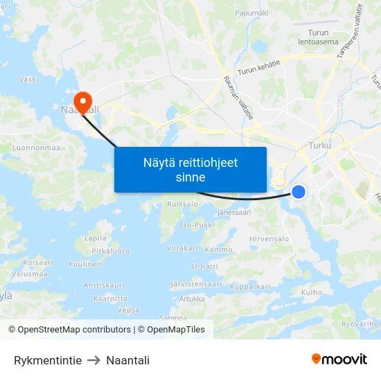 Rykmentintie to Naantali map