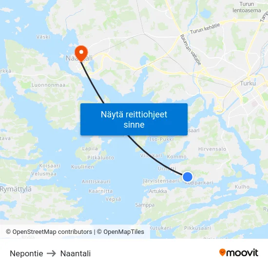 Nepontie to Naantali map