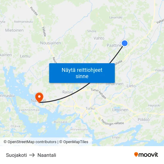 Suojakoti to Naantali map