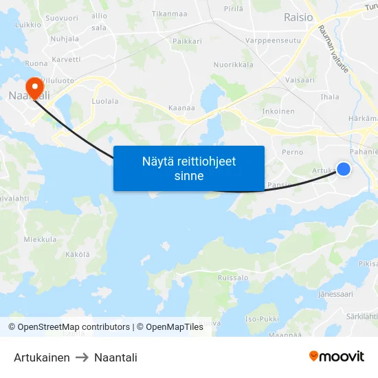 Artukainen to Naantali map