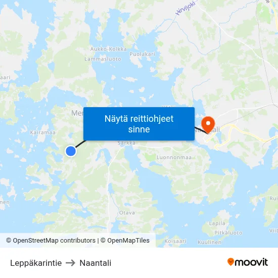 Leppäkarintie to Naantali map