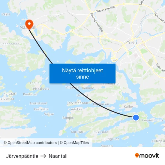 Järvenpääntie to Naantali map