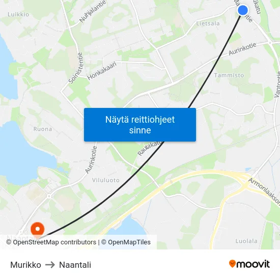 Murikko to Naantali map