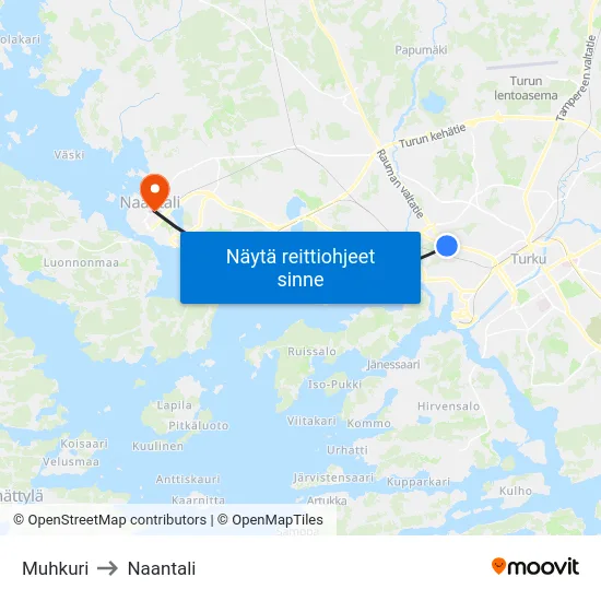Muhkuri to Naantali map