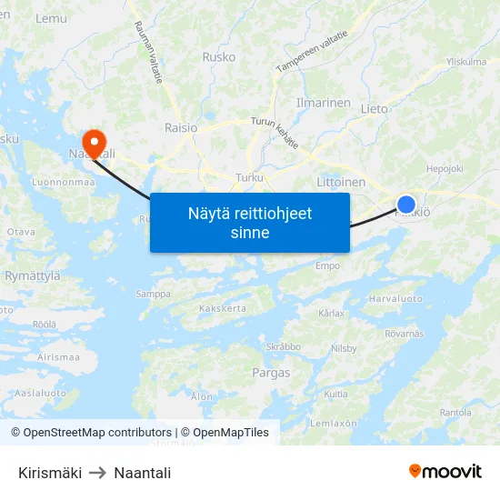 Kirismäki to Naantali map