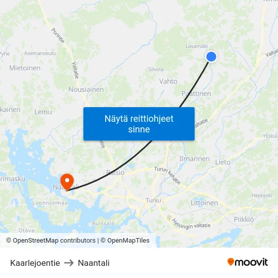 Kaarlejoentie to Naantali map