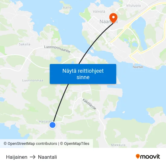 Haijainen to Naantali map
