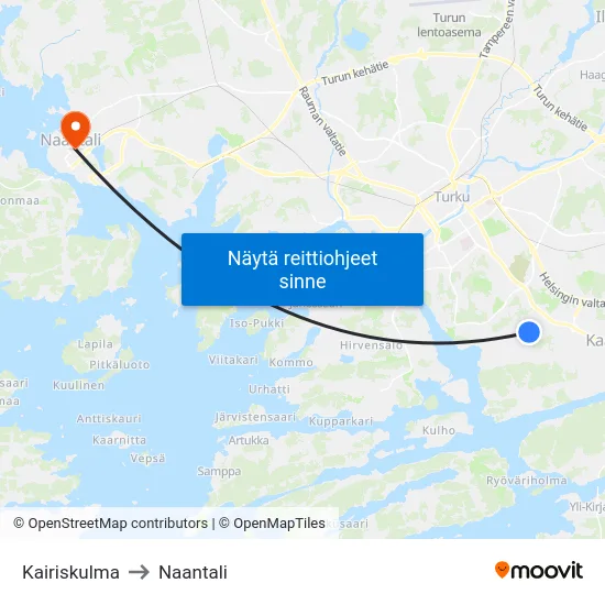 Kairiskulma to Naantali map