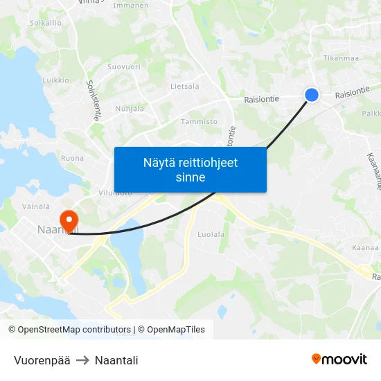 Vuorenpää to Naantali map