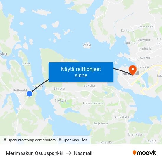 Merimaskun Osuuspankki to Naantali map