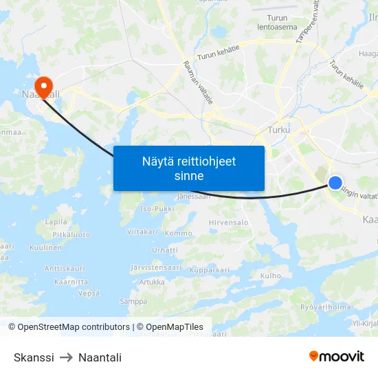 Skanssi to Naantali map