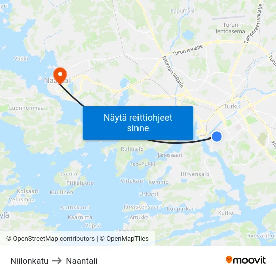 Niilonkatu to Naantali map