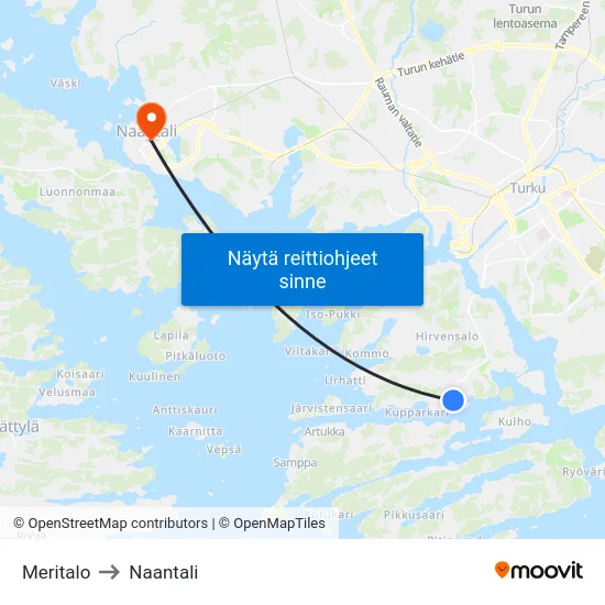 Meritalo to Naantali map