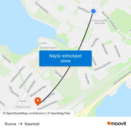 Ruona to Naantali map