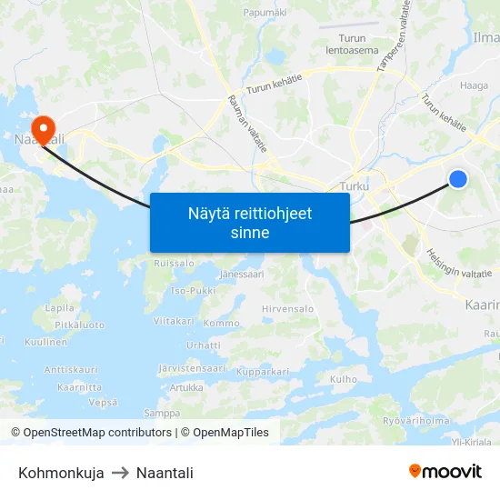 Kohmonkuja to Naantali map