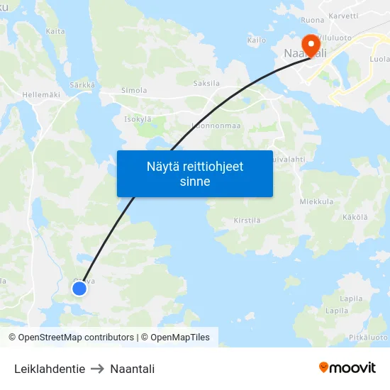 Leiklahdentie to Naantali map