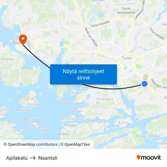 Apilakatu to Naantali map