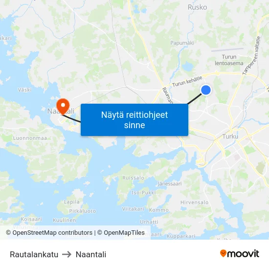 Rautalankatu to Naantali map