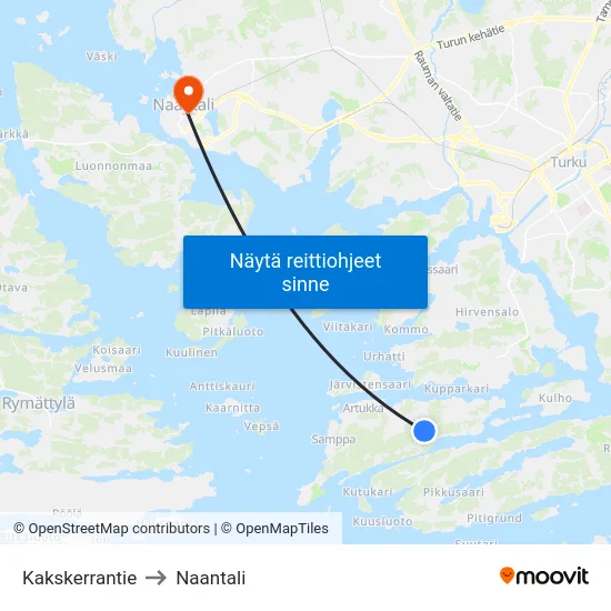 Kakskerrantie to Naantali map
