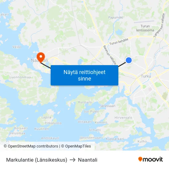 Markulantie [Länsikeskus] to Naantali map
