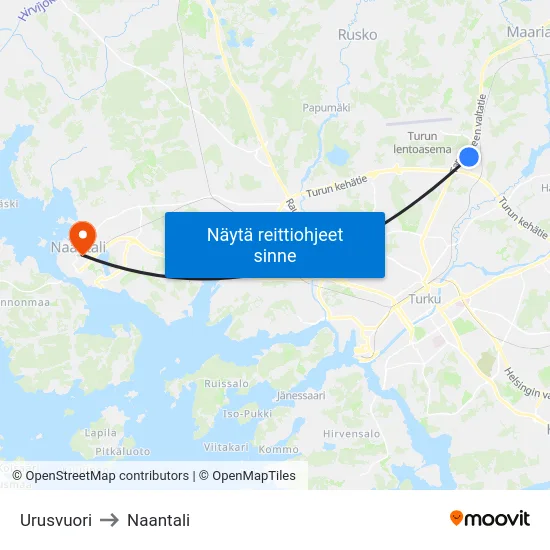 Urusvuori to Naantali map