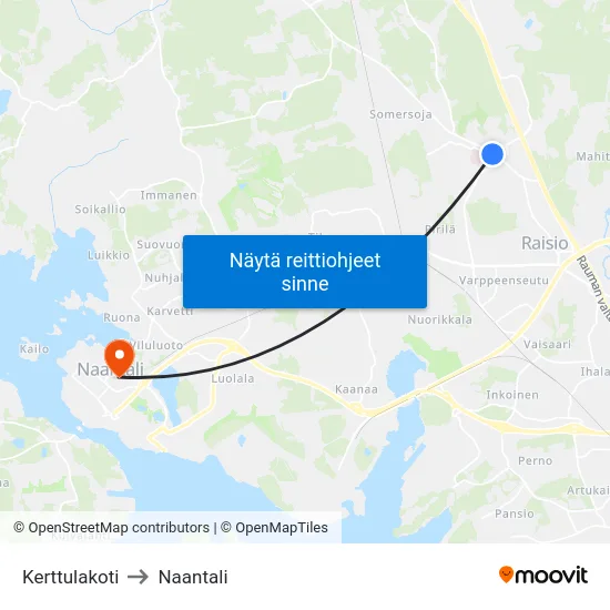 Kerttulakoti to Naantali map
