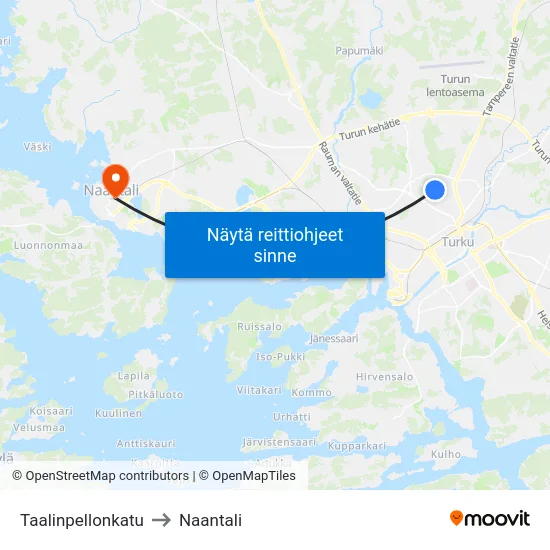 Taalinpellonkatu to Naantali map