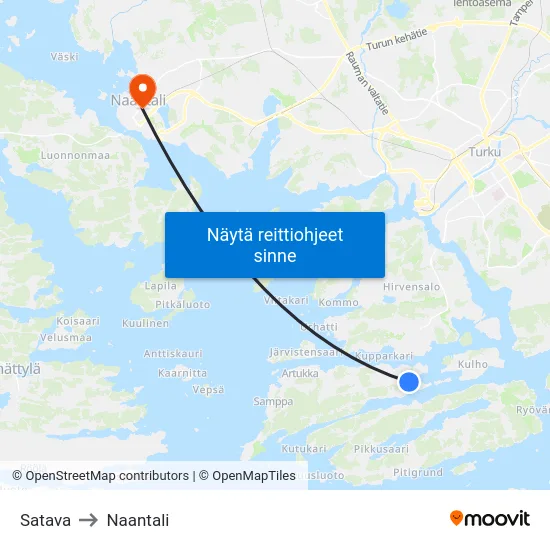 Satava to Naantali map