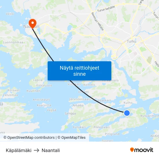 Käpälämäki to Naantali map