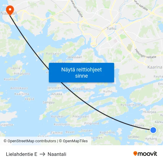 Lielahdentie E to Naantali map