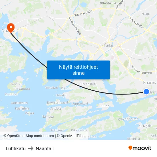 Luhtikatu to Naantali map