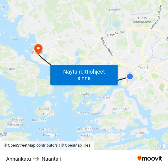 Annankatu to Naantali map