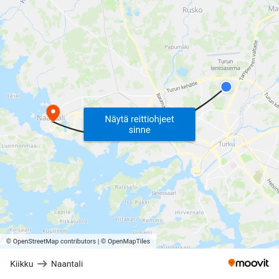 Kiikku to Naantali map