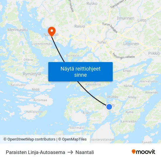 Paraisten Linja-Autoasema to Naantali map