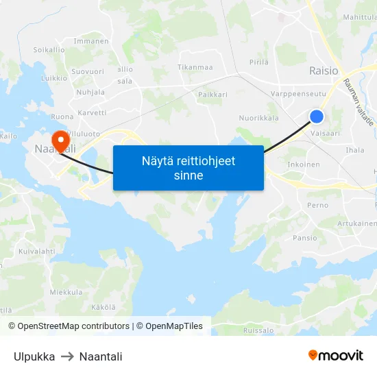 Ulpukka to Naantali map