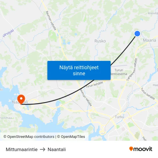 Mittumaarintie to Naantali map