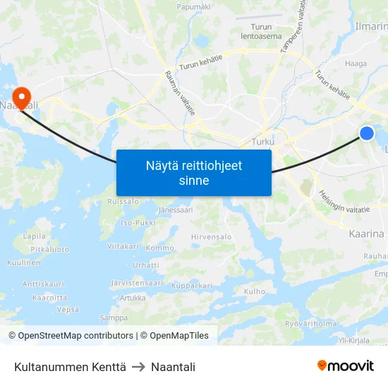 Kultanummen Kenttä to Naantali map