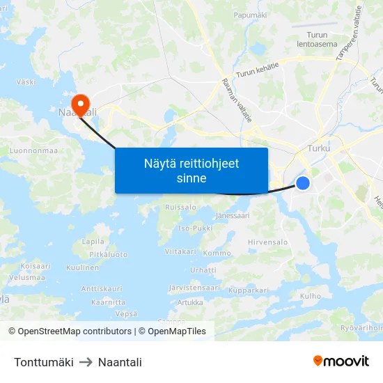 Tonttumäki to Naantali map