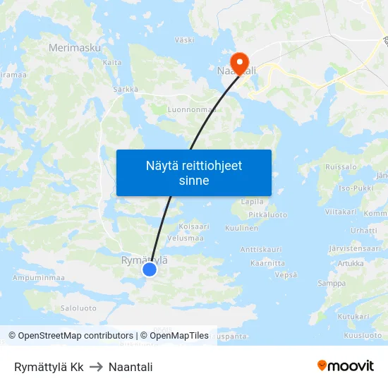 Rymättylä Kk to Naantali map