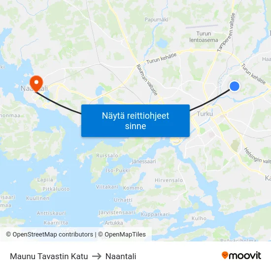 Maunu Tavastin Katu to Naantali map