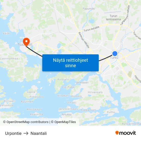 Urpontie to Naantali map