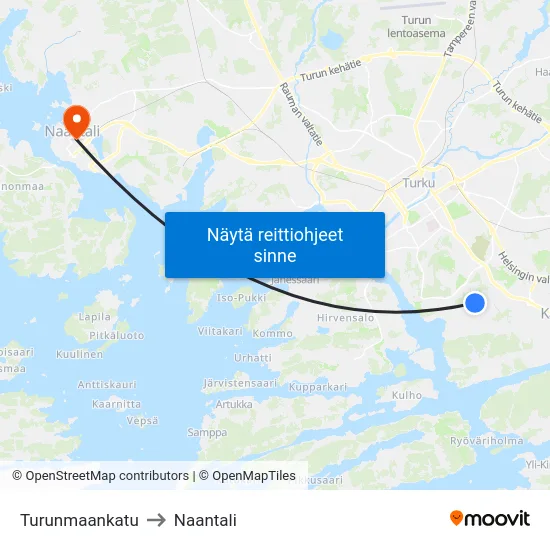 Turunmaankatu to Naantali map