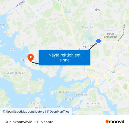 Kuninkaanväylä to Naantali map