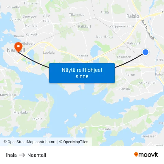 Ihala to Naantali map