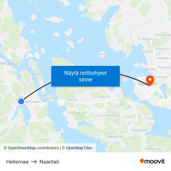 Hellemaa to Naantali map
