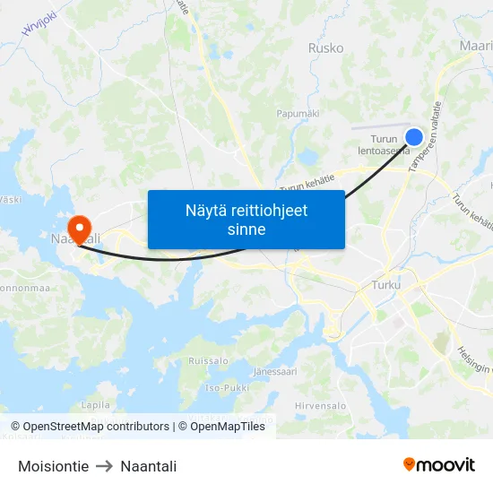 Moisiontie to Naantali map
