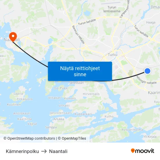 Kämnerinpolku to Naantali map