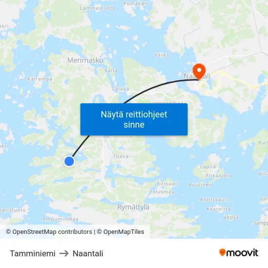 Tamminiemi to Naantali map