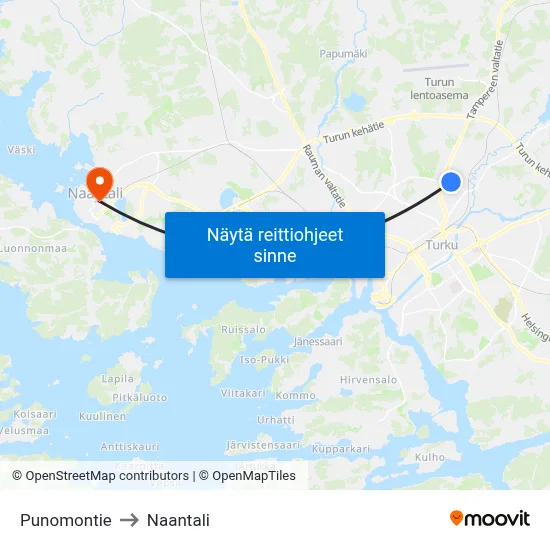 Punomontie to Naantali map